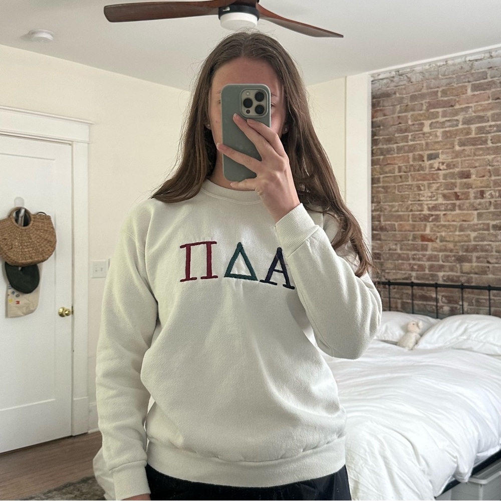Vintage Alpha Delta Pi ADPi Embroidered Crewneck Sz M